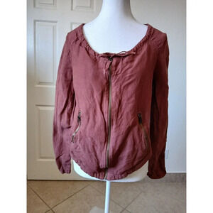 Lucky Brand Womens Henna Linen Jacket Size Small‎ Sweater